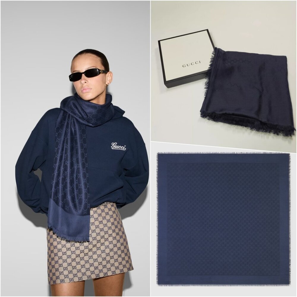 Gucci Midnight Blue Monogram Scarf